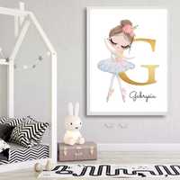 Plakat z imieniem, balerina, plakat dla dziewczynki ramka