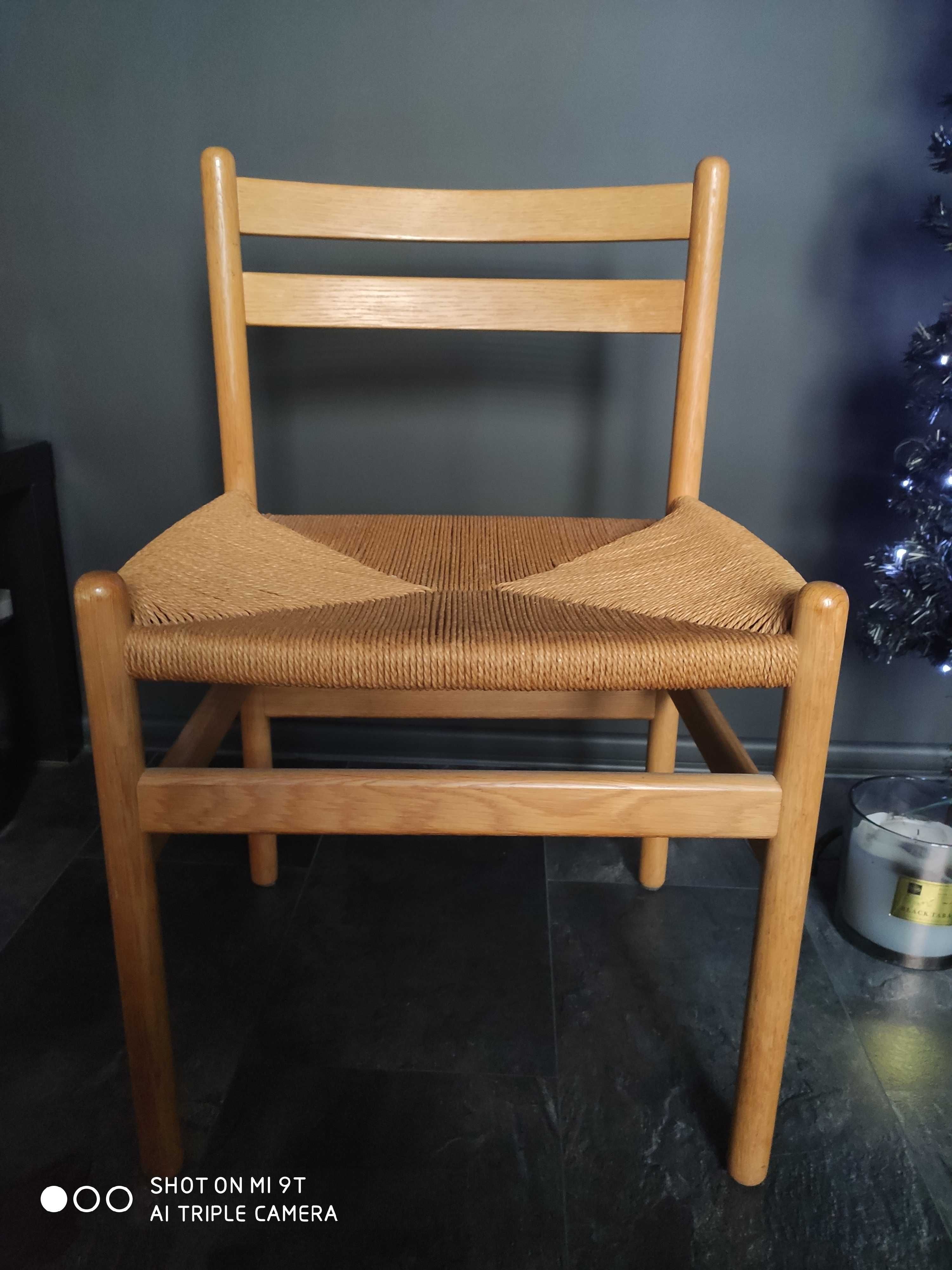 Krzesło drewniane z jutą