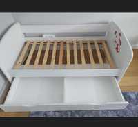 Łóżko dziecięce 145x80 BIAŁE drewniane z szufladą (rama bez materaca)