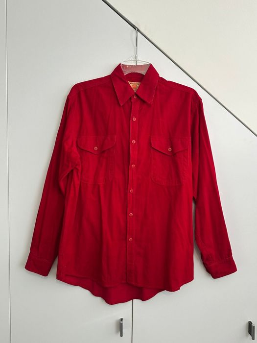 Czerwona koszula męska sztruksowa M Ricco bawełna