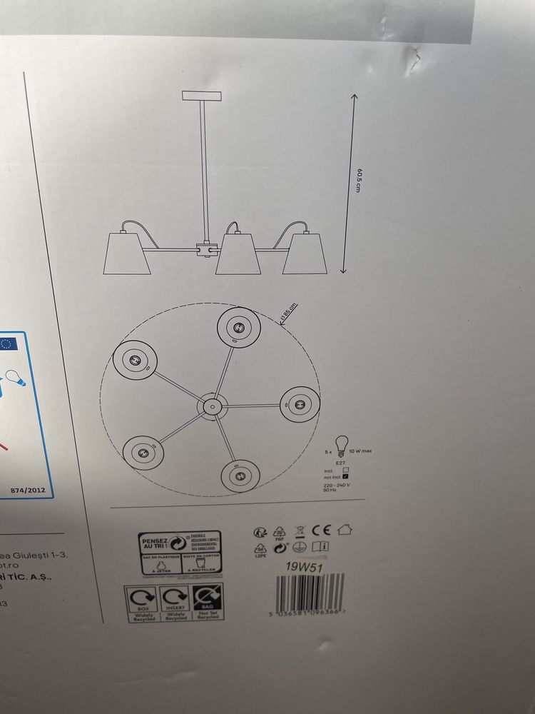 Lampa sufitowa 5xE27