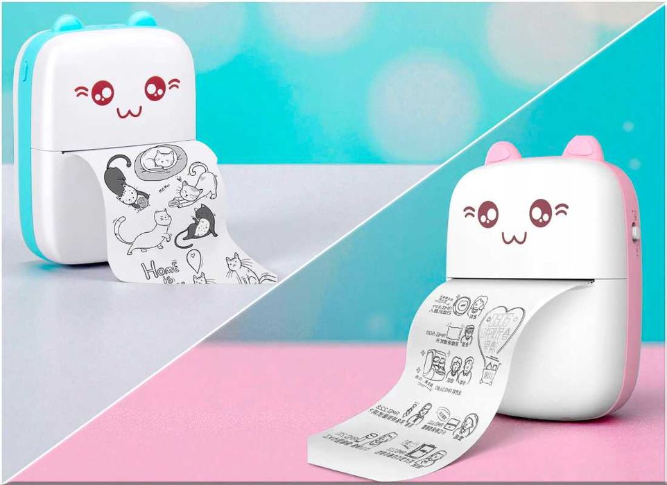 Міні-принтер милий Котик, дитячий принтер Bluetooth Mini Printer
