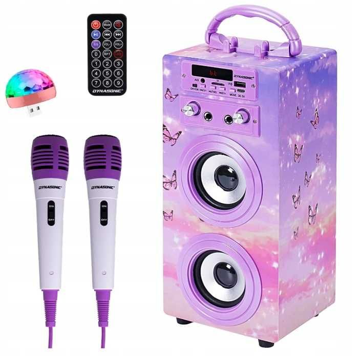 Głośnik karaoke dla dzieci Dynasonic 025-18LUZ fioletowy.