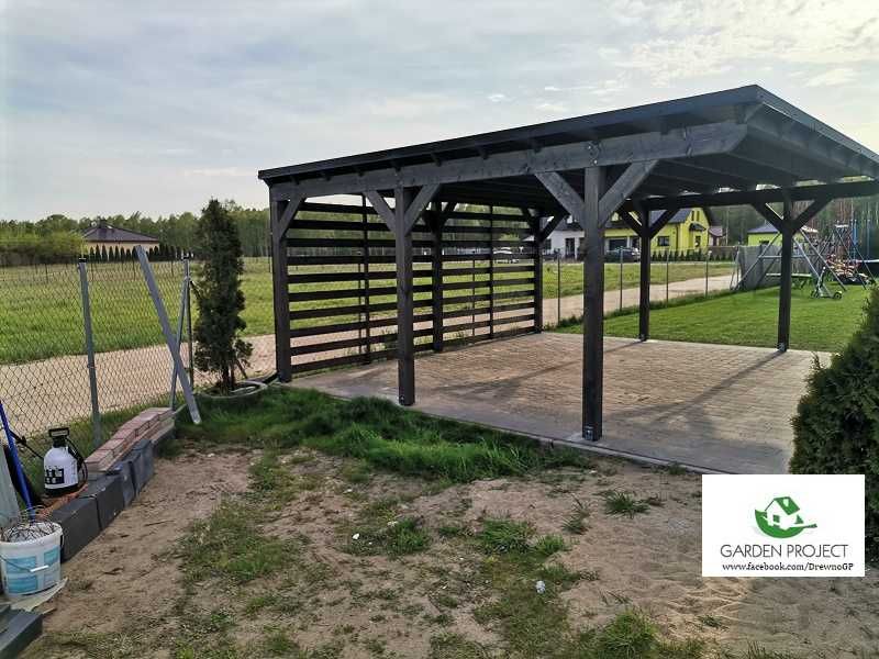 wiata samochodowa carport2 płaski dach ażur montaż