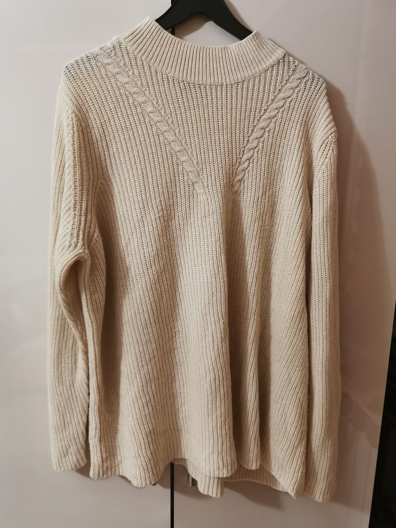 Sweter damski półgolf beżowy oversize 48 xxxxl/50 xxxxxl Bonmarche