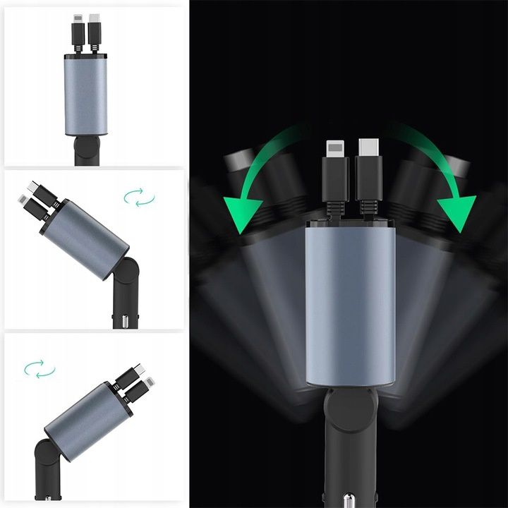 Ładowarka samochodowa Fast Charge 120W USB-C Lightning 4in1