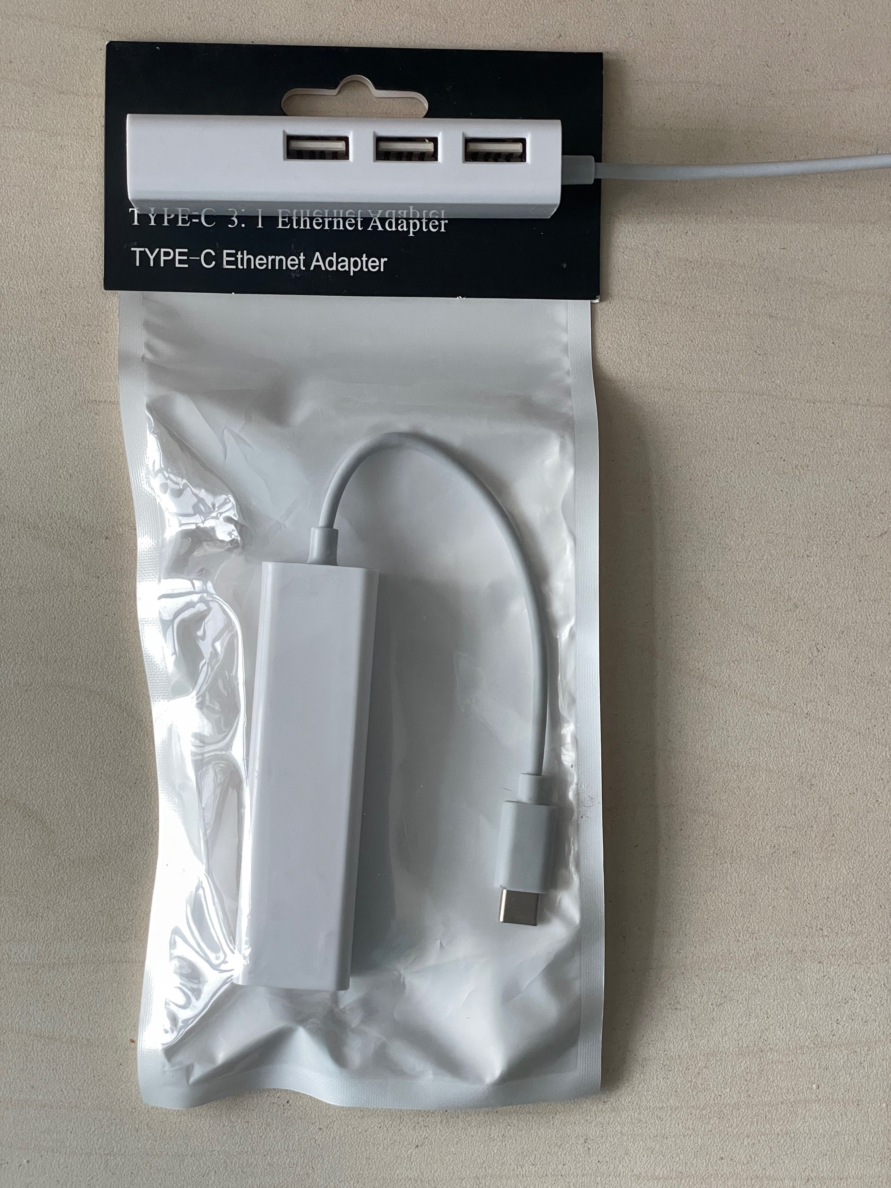 Хаб Type-C з Enthernet Adapter 3USB 2.0 / RJ45, White