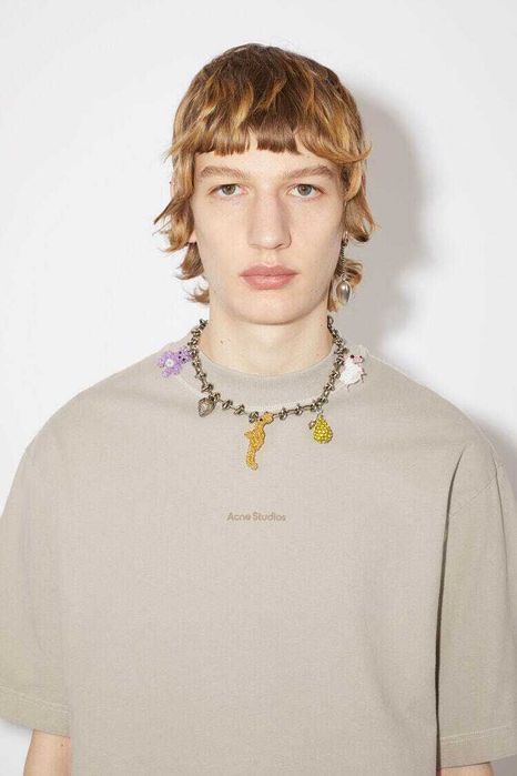 Футболка Acne Studios Logo cotton jersey T-shirt Oyster Grey