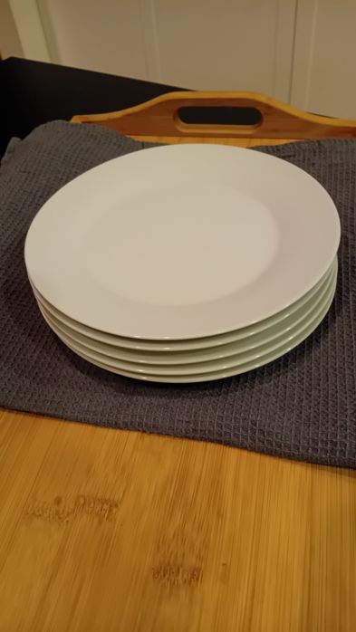 5x talerz okrągły białoszary