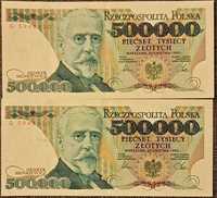 Banknoty 500 000zl Henryk Sienkiewicz-1990 seria G + gratis