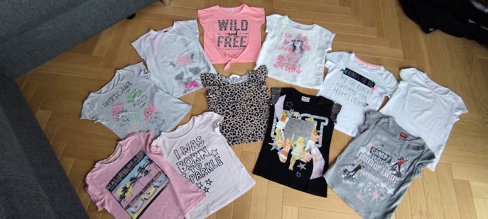 Zestaw koszulek z krótkim rękawem lato t-shirt 122 128 panterka