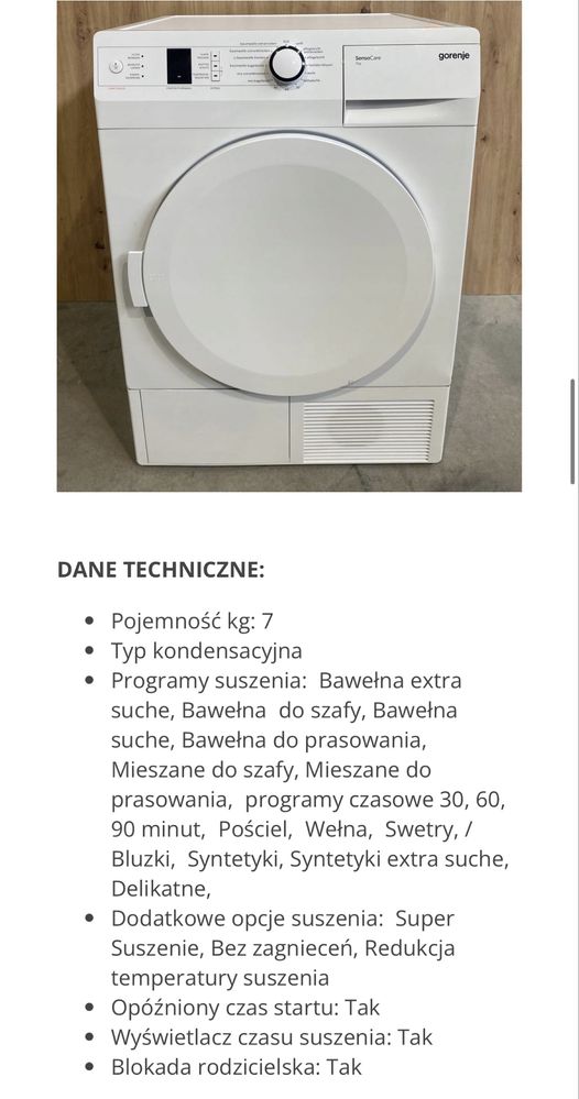 Biała suszarka Gorenje 7 kg