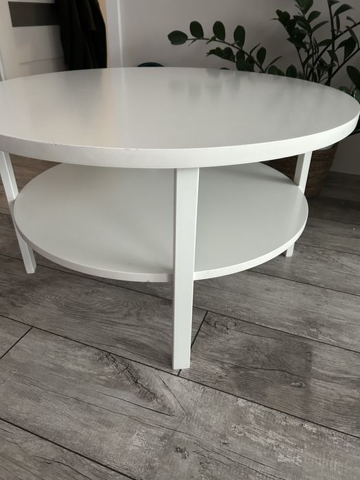 Stolik biały okrągły kawowy 80 cm do salonu