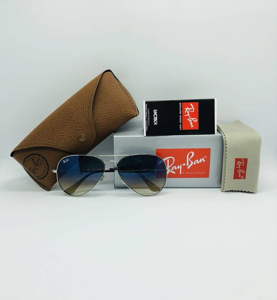Солнцезащитные очки Ray Ban Aviator 3025 Silver-Mirror Blue 58 стекло