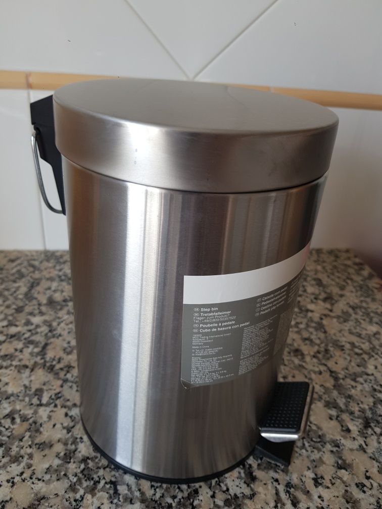 Caixote com Pedal Aço Inox 3LT - NOVO