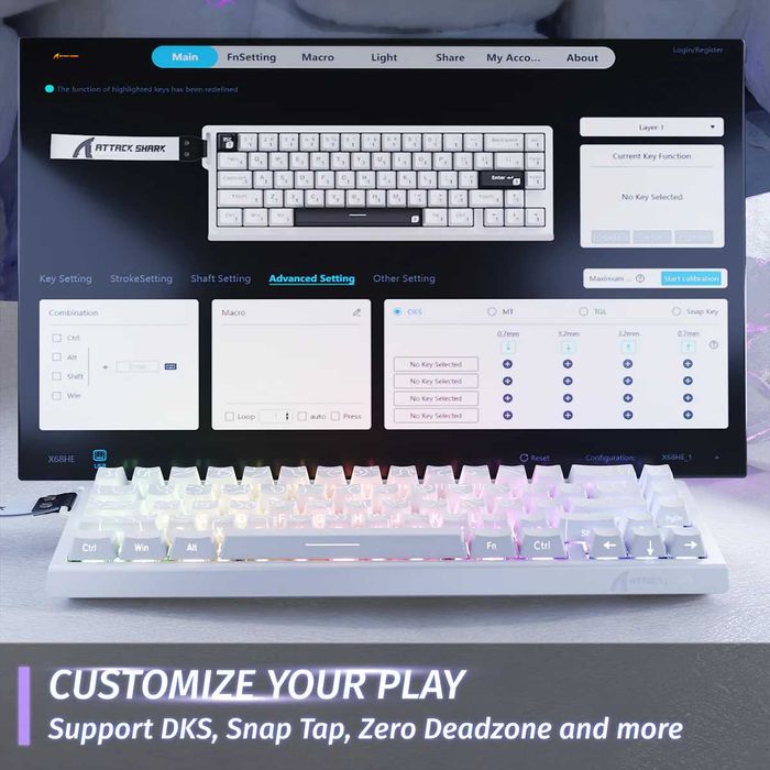 Клавіатура Attack Shark H68 XE 8000HZ на магнітних світчах.