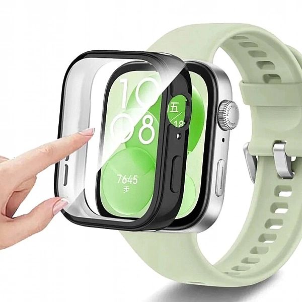 Czarne Etui 360° + Szkło Ochronne do Huawei Watch Fit 3 | 2w1 Pełna Oc