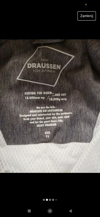 Kombinezon zimowy 104/110 wodoszczelność 18000 lepszy niż Reima