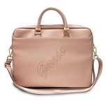 Torba Guess Saffiano Script na laptopa 16" - różowa