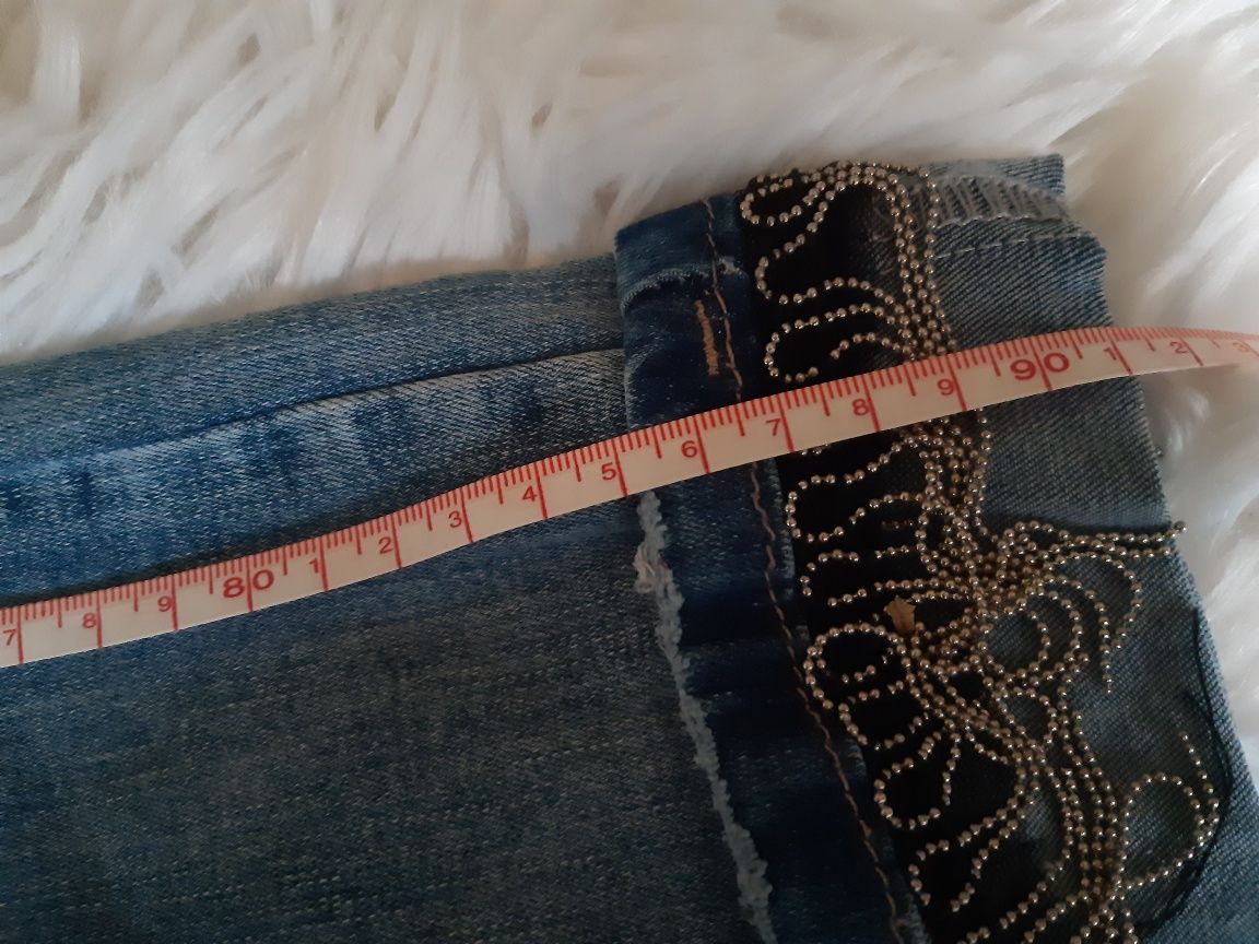 Spodnie jeansowe S, XS, 36, skiny, frędzle modne ładne