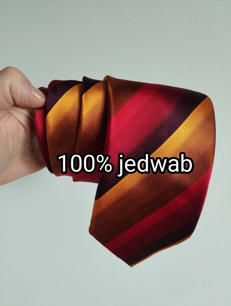Krawat jedwabny 100% silk, 9cm, w paski Jan Paulsen