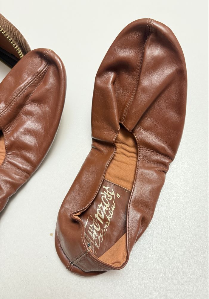 Kapcie baletki skóra retro w etui PRL lata 60 Wytwórczość Kraków r. 38