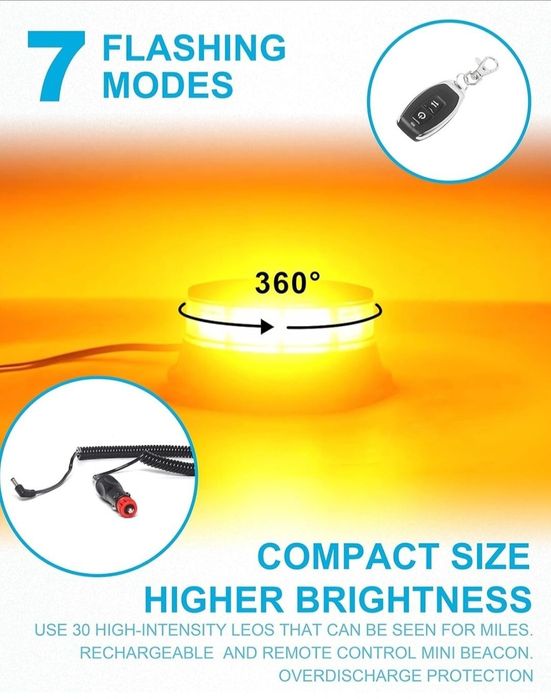 Agrieyes Obrotowa lampa ostrzegawcza z pilotem