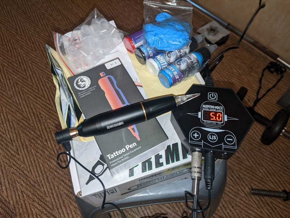 wormhole pen тату машинка +краски и аксесуары