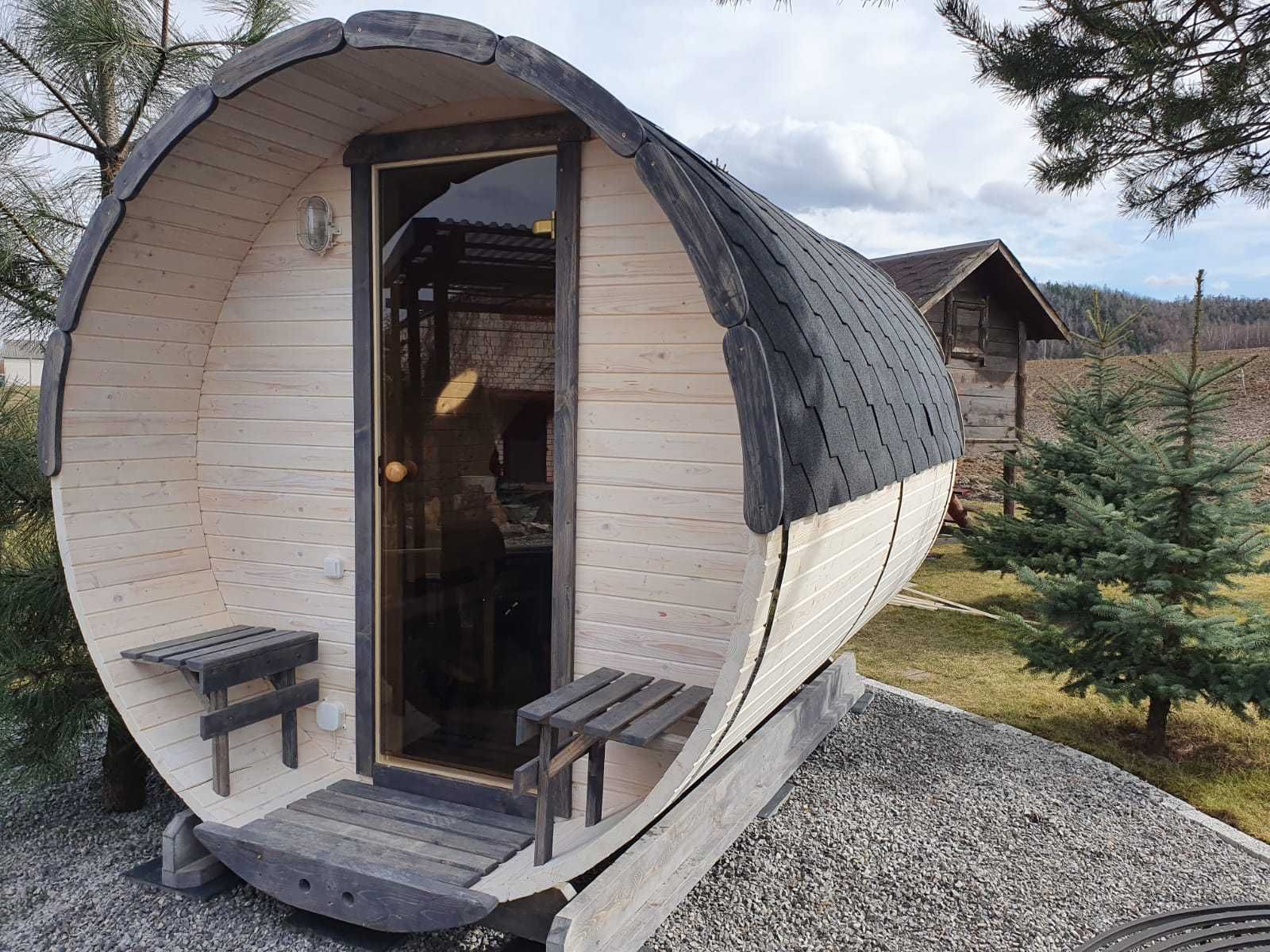 Sauna Beczka Bania Ogrodowa Wyposażona od Producenka z Litwy z Montaż
