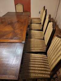 Zestaw stół  z 6 krzesłami styl Ludwikowski