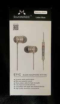 Słuchawki stereofoniczne z mikrofonem model E11C firmy SoundMAGIC