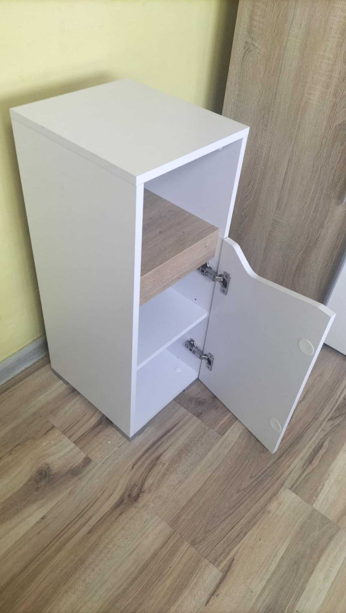 Szafka Biały/Dąb rzemieślniczy, 30 x 74.5 cm z drzwiami i  schowkiem