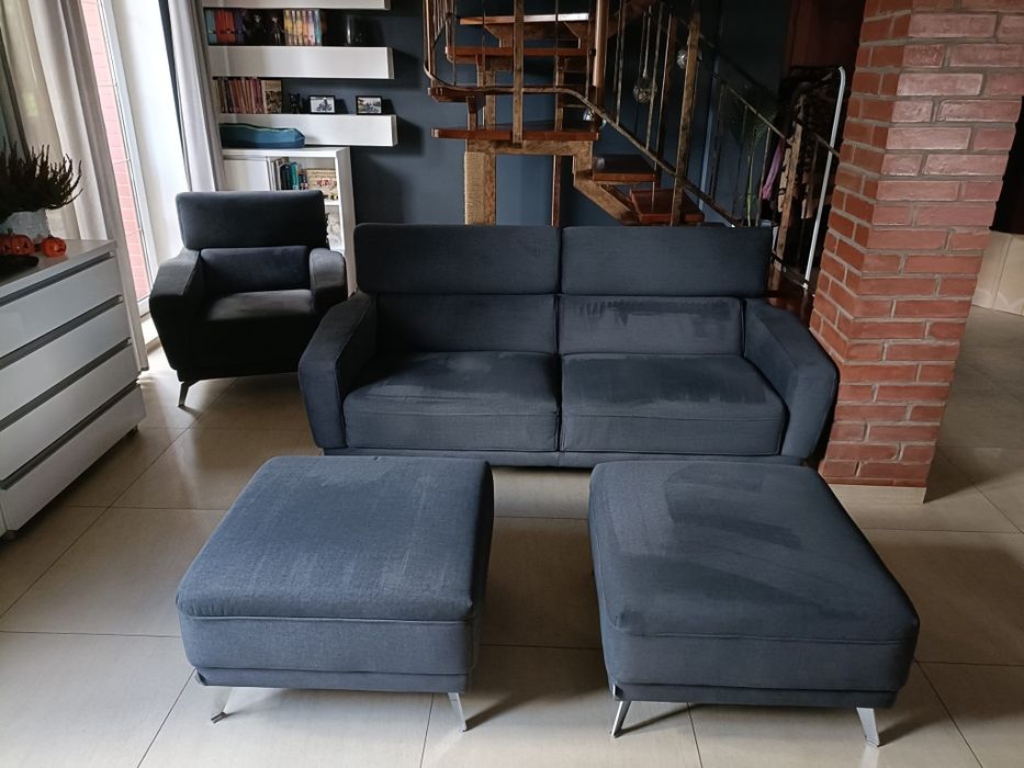 Sofa CAPELLA, 3-osobowa + Fotel + 2 Pufy