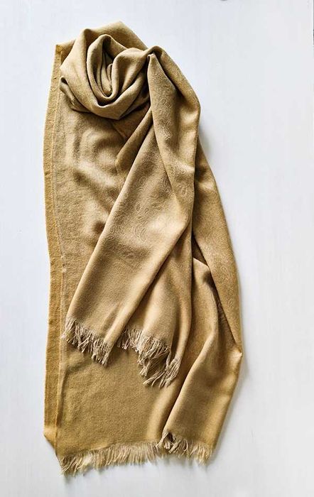 Szal Pashmina (kaszmir+jedwab) – musztardowy