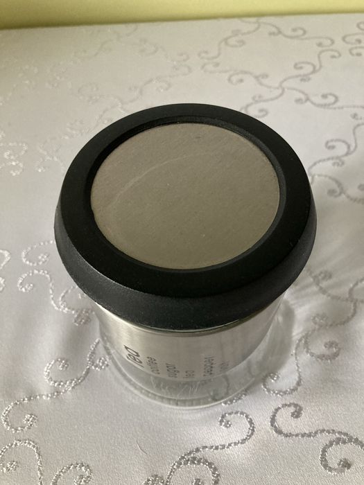 Słoik Pojemnik Metalowo - Szklany na Kawę Herbatę Cukier Pieprz Sól