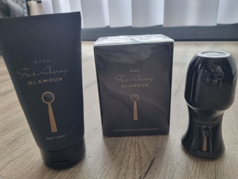 Avon far away Glamour 50 ml plus balsam i antyperspirant