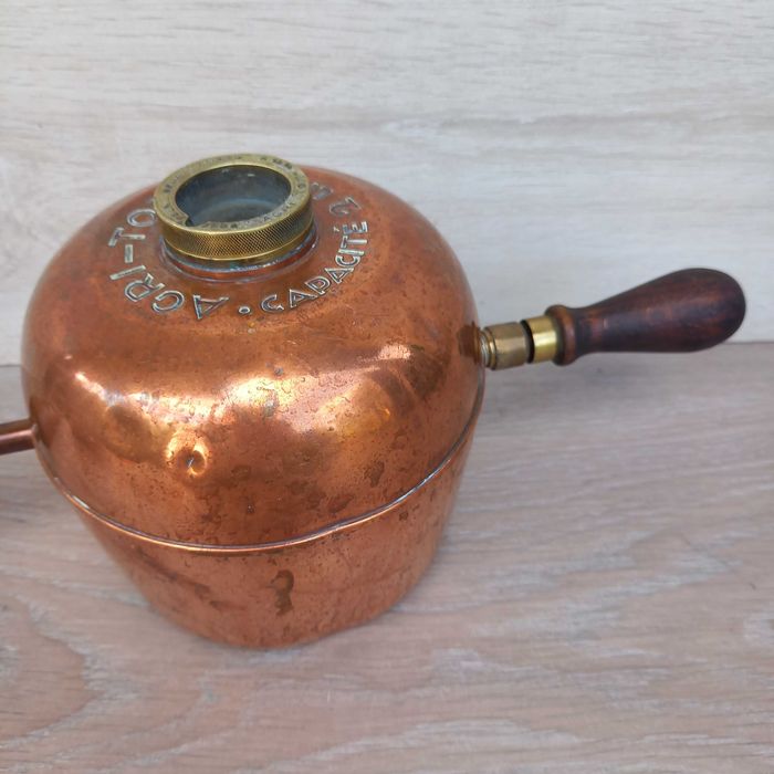 Stary francuski miedziany opryskiwacz hydronetka - sygnowany