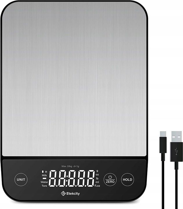 Etekcity Cyfrowa waga kuchenna 10 kg, wodoodporna, ładowalna przez USB