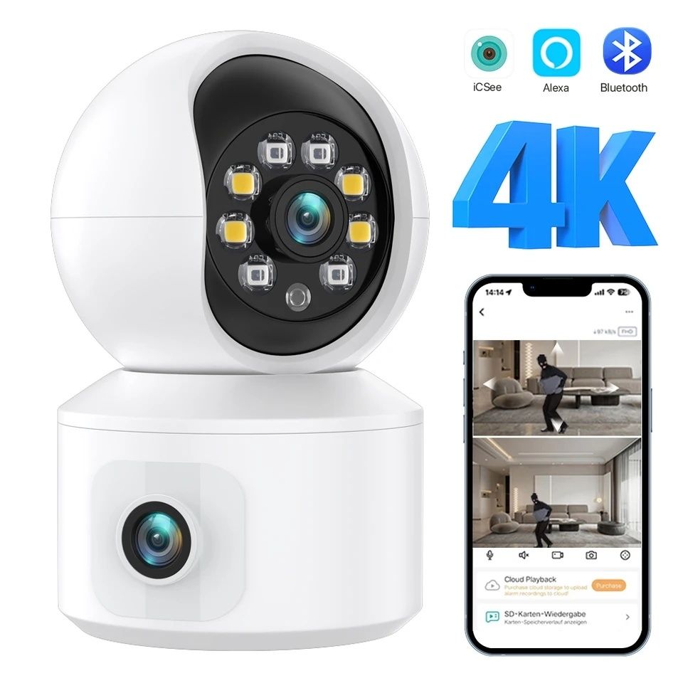 Kamera WiFi 4K 6MP 2xobiektyw Nightvision