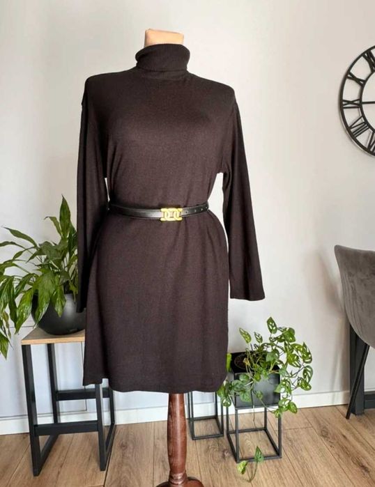 Dzianinowa sukienka z długim rękawem ZARA L