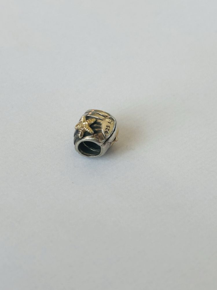 Oryginalny charms Pandora wycofany tt two tone złoto muszla muszelka