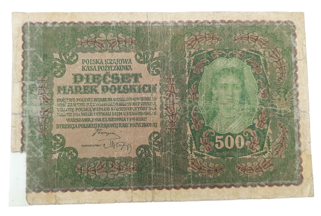 Stary Banknot kolekcjonerski 500 marek Polskich 1919 Polska