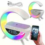 LAMPKA LED RGB Ładowarka INDUKCYJNA QI Głośnik budzik Radioi Zegar Usb