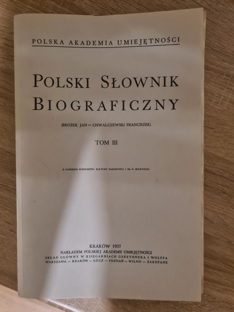 PSB, t. III, Polski Słownik Biograficzny