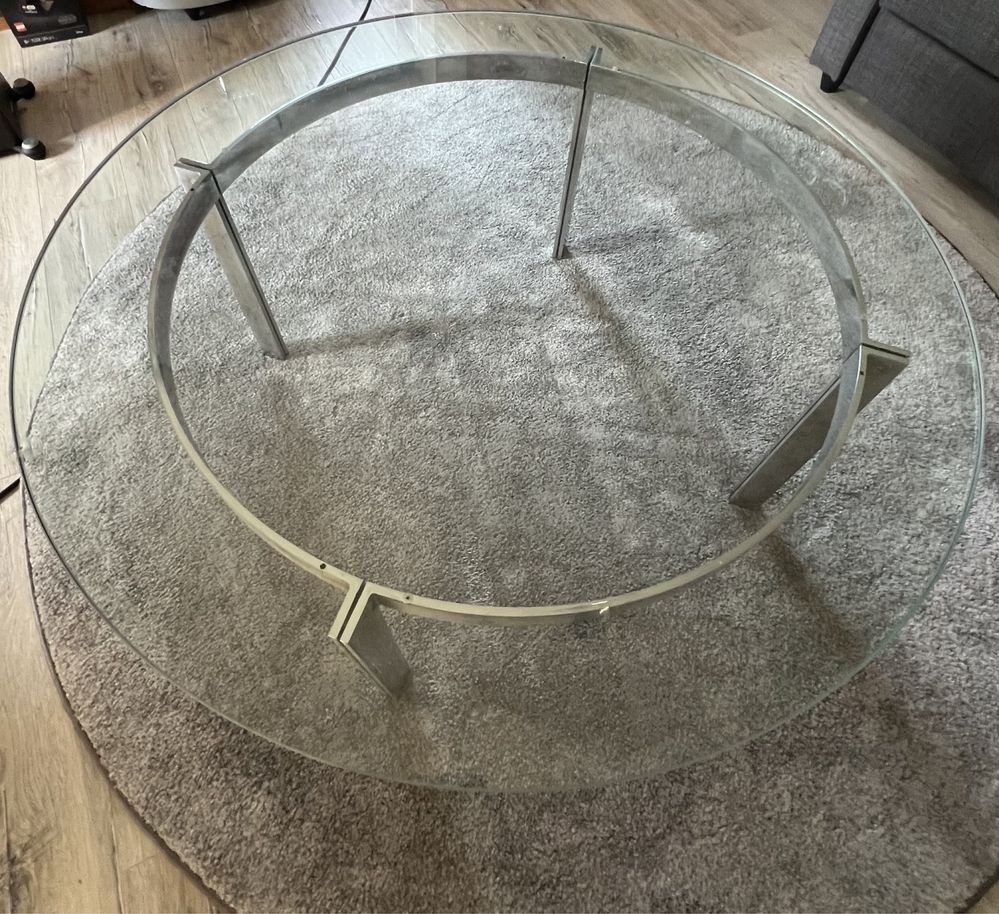 Stolik kawowy ława szklana 120cm średnicy okrągły grube szkło
