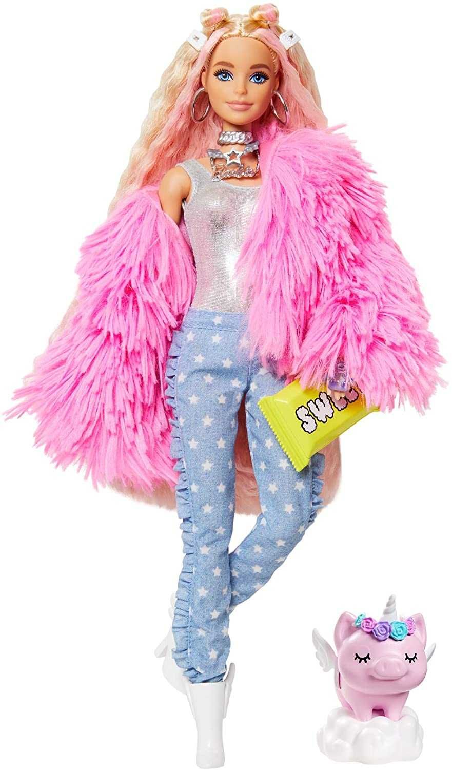 ОРИГИНАЛ! Кукла Барби Экстра блондинка Barbie Extra в розовой шубе
