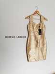 Złota bandażowa sukienka Herve Leger Max Azria