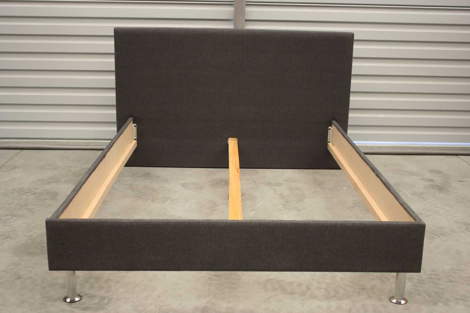 Łóżko drewniane 140x200 Tapicerowane szare płyta MDF BGM24.pl B 7138