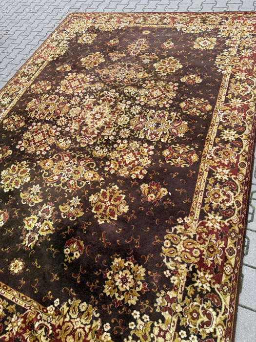 Duzy dywan klasyczny - brąz/bordo ze zlotymi ornamentami 350x250 DOWOZ