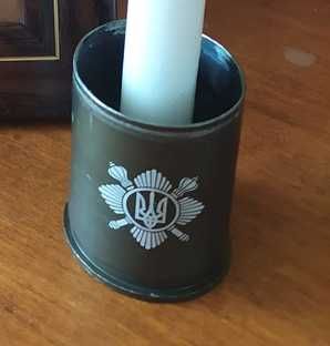 Підсвічник із гільзи 40мм з гравіюванням для свічки діаметром 16 мм